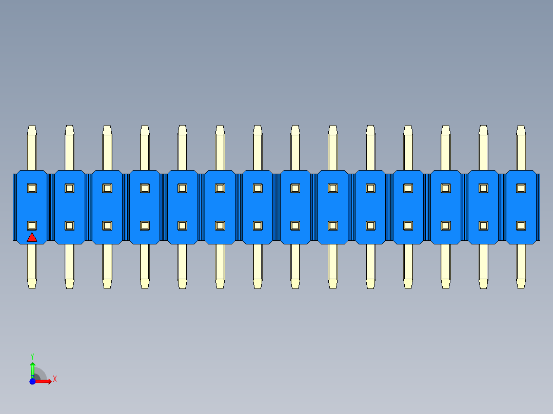 彩色公排针 100mil 2.54mm 系列-DS1022_blue_28p_100mil_TypeSMT_rev1.0前视图