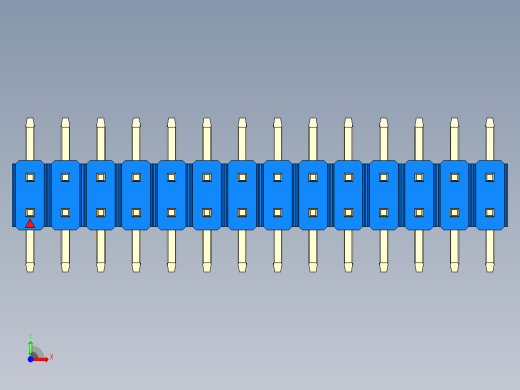 彩色公排针 100mil 2.54mm 系列-DS1022_blue_28p_100mil_TypeSMT_rev1.0前视缩略图