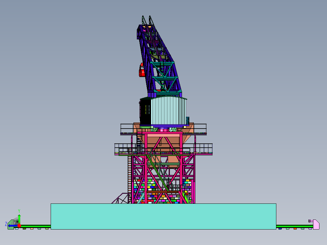 大型港口煤厂吊车右视图