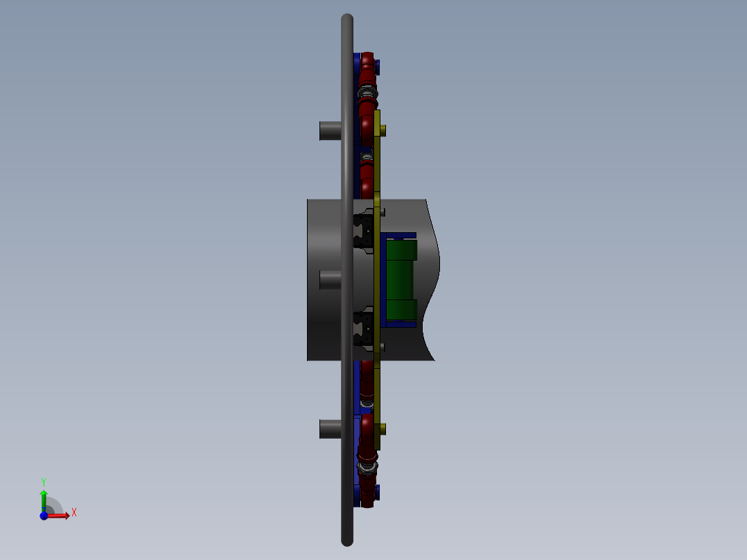旋转盘连杆滑块夹管器夹具设计 三维模型前视图