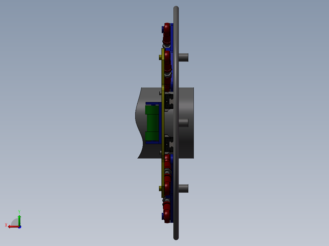 旋转盘连杆滑块夹管器夹具设计 三维模型后视图