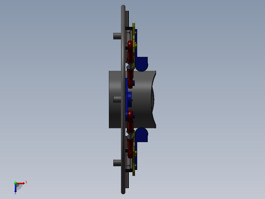 旋转盘连杆滑块夹管器夹具设计 三维模型俯视图
