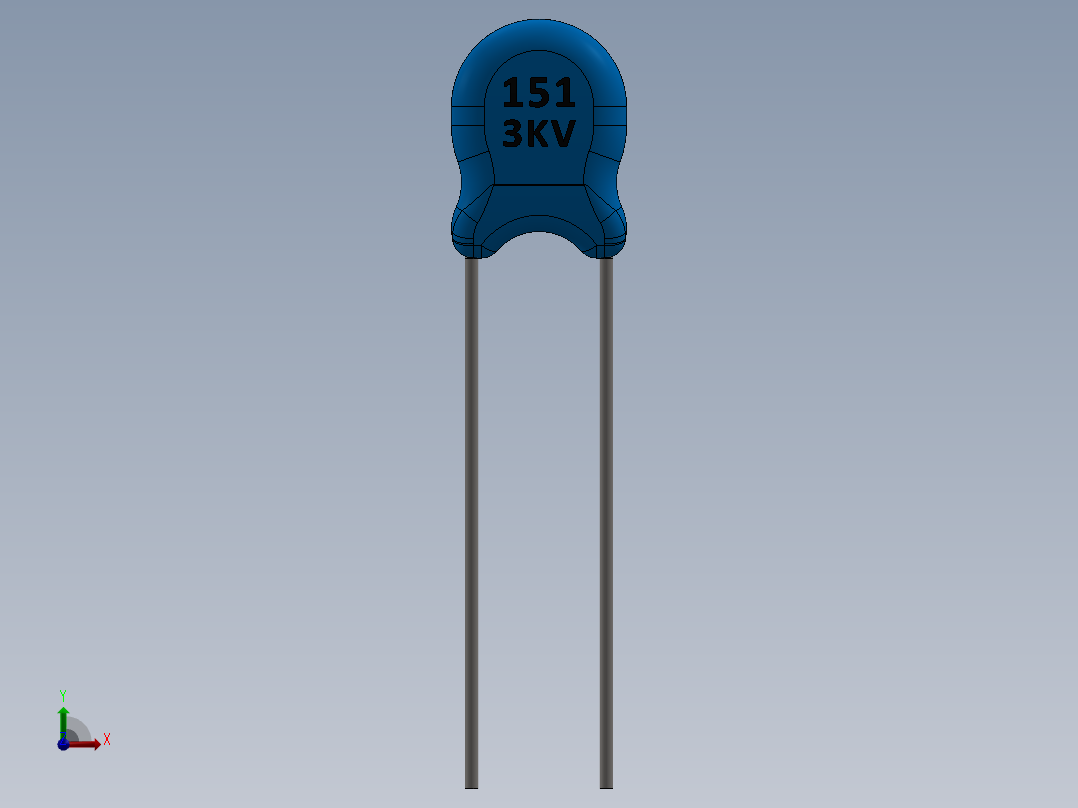 电容器 二极管 电阻器-Capacitor Ceramic 151 3KV 150pF前视图
