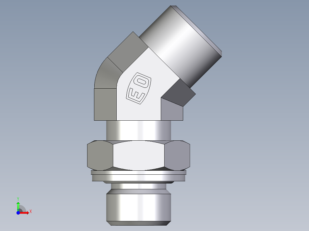 卡套式工业通用硬管接头EO_Adjustable_locknut_45_deg_elbow_VEE10SMOMDCF前视图