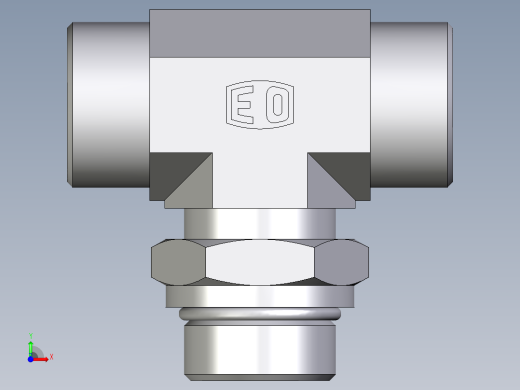 卡套式工业通用硬管接头EO_Adjustable_locknut_branch_tee_TEE25SMOROMDCF前视缩略图