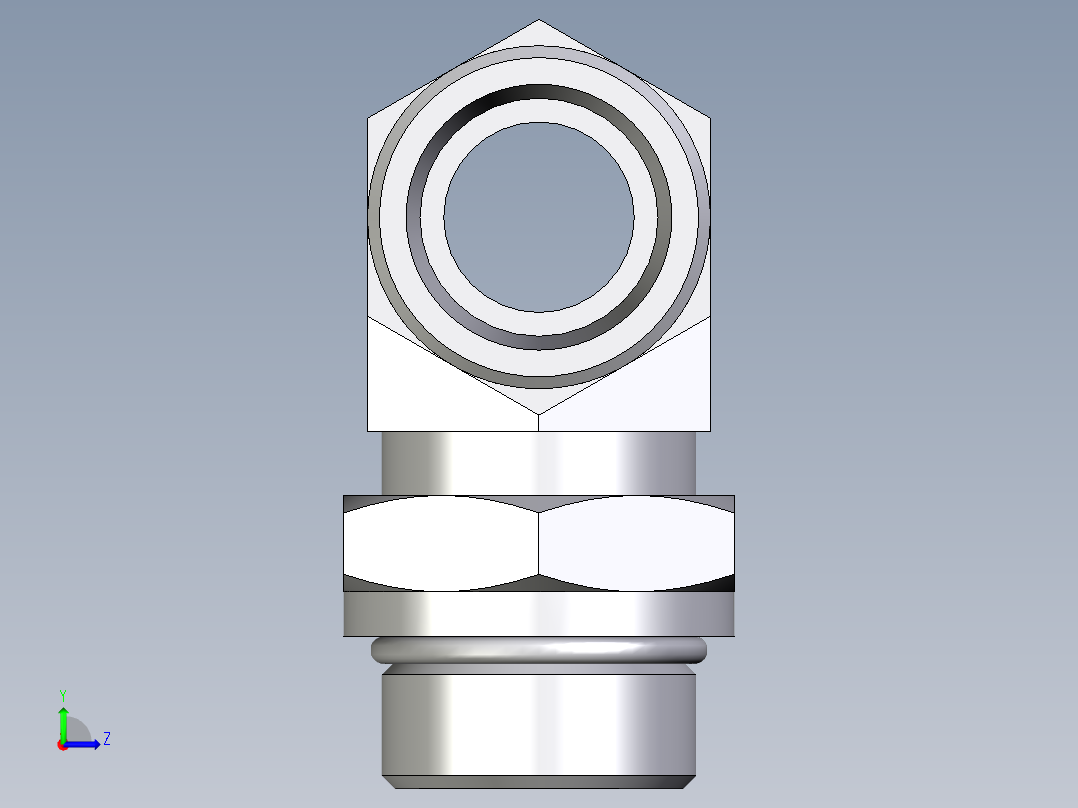 卡套式工业通用硬管接头EO_Adjustable_locknut_branch_tee_TEE25SMOROMDCF左视图