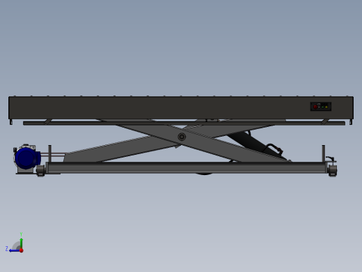 液压剪式滚珠升降平台3D模型_右视缩略图