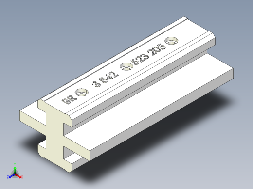 型材-BR 10MM TEE-TEE SLIDER KJN523205正等轴测缩略图