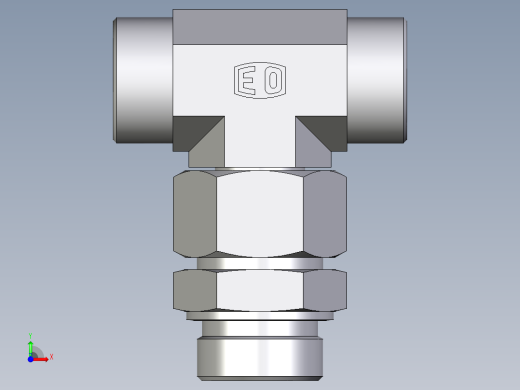 卡套式工业通用硬管接头EO_Assembled_adjustable_standpipe_branch_tee_EVT30SROMD71前视缩略图