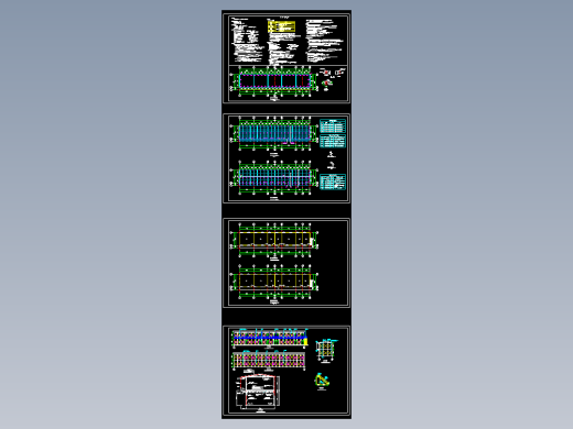 某10开间两层工地彩钢板房钢结构施工图纸cad（含说明）