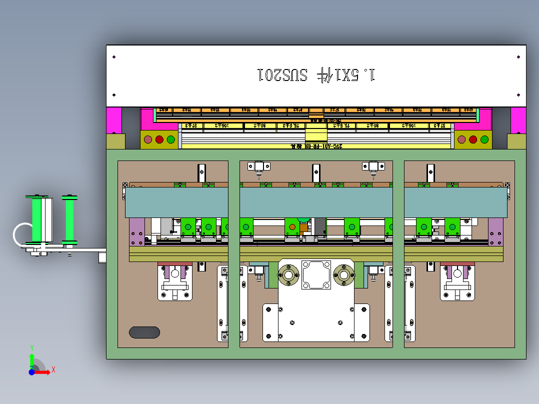 2VG FRO打孔裁断一体机（sw18可编辑+工程图+bom）前视图