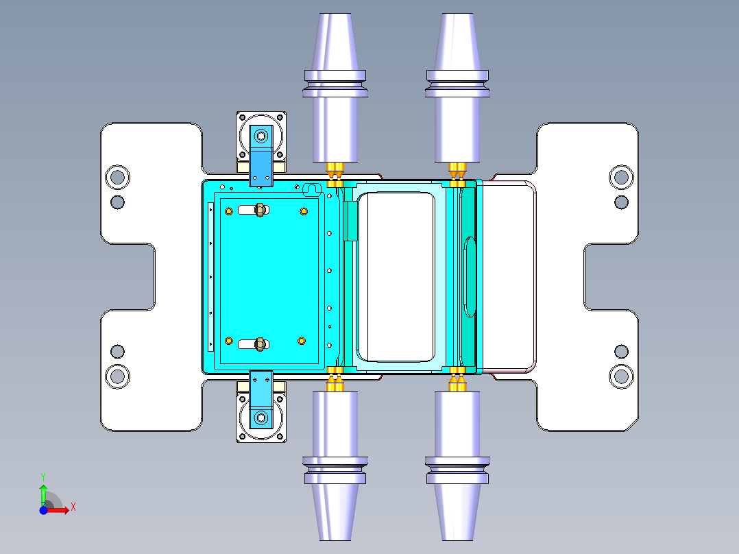 金属书页板四轴铣侧孔CNC工装治具模型前视图