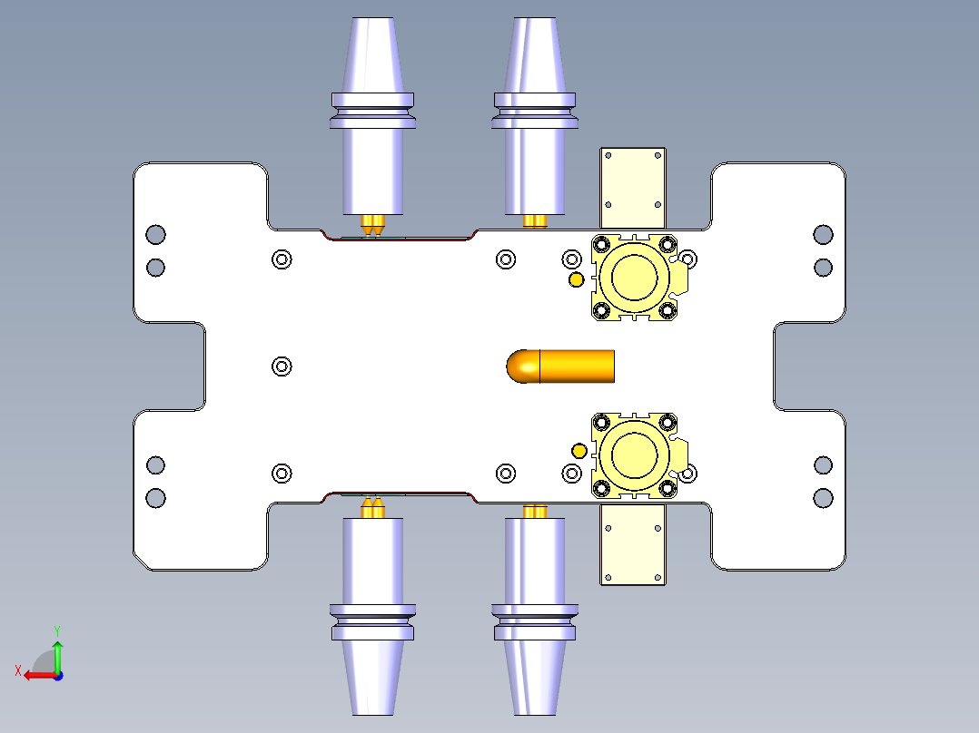 金属书页板四轴铣侧孔CNC工装治具模型后视图