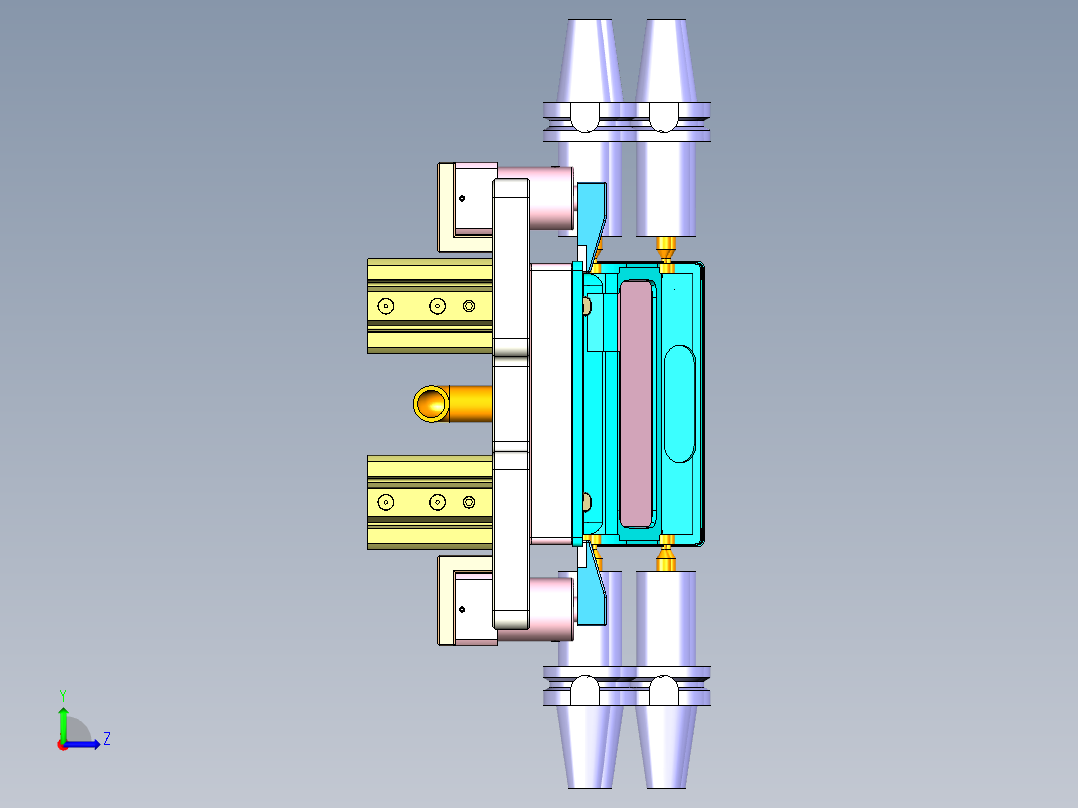 金属书页板四轴铣侧孔CNC工装治具模型左视图