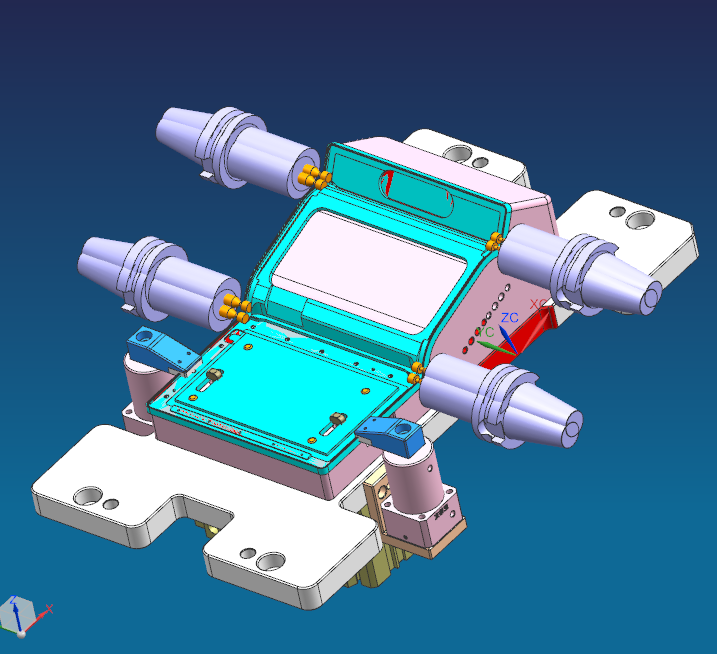 金属书页板四轴铣侧孔CNC工装治具模型