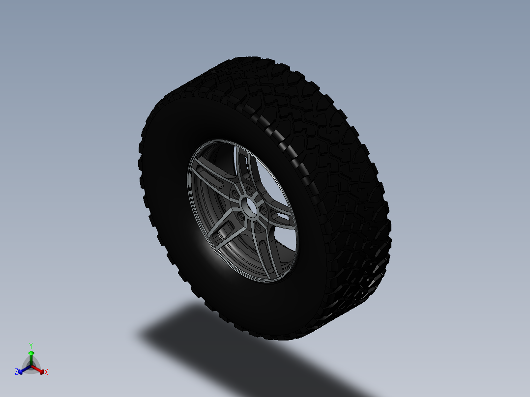 轮胎、车轮、轮毂(14)正等轴测图