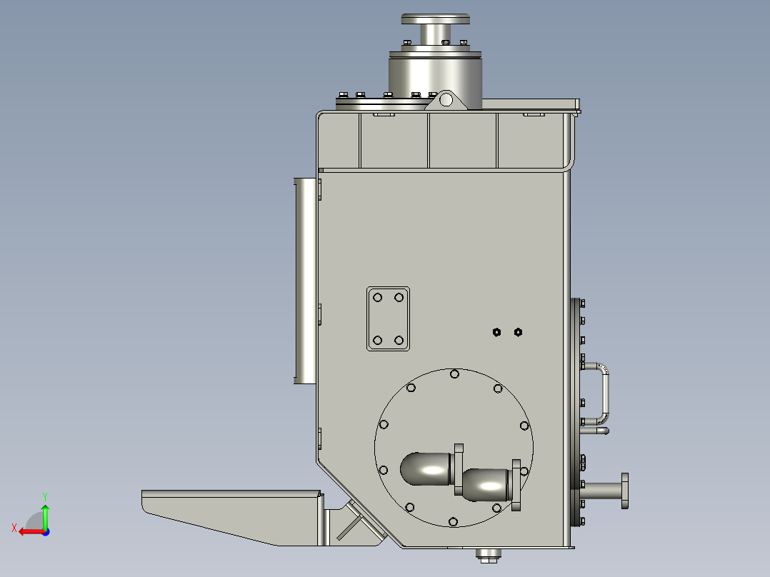液压油箱动力单元油箱铁质方形后视图