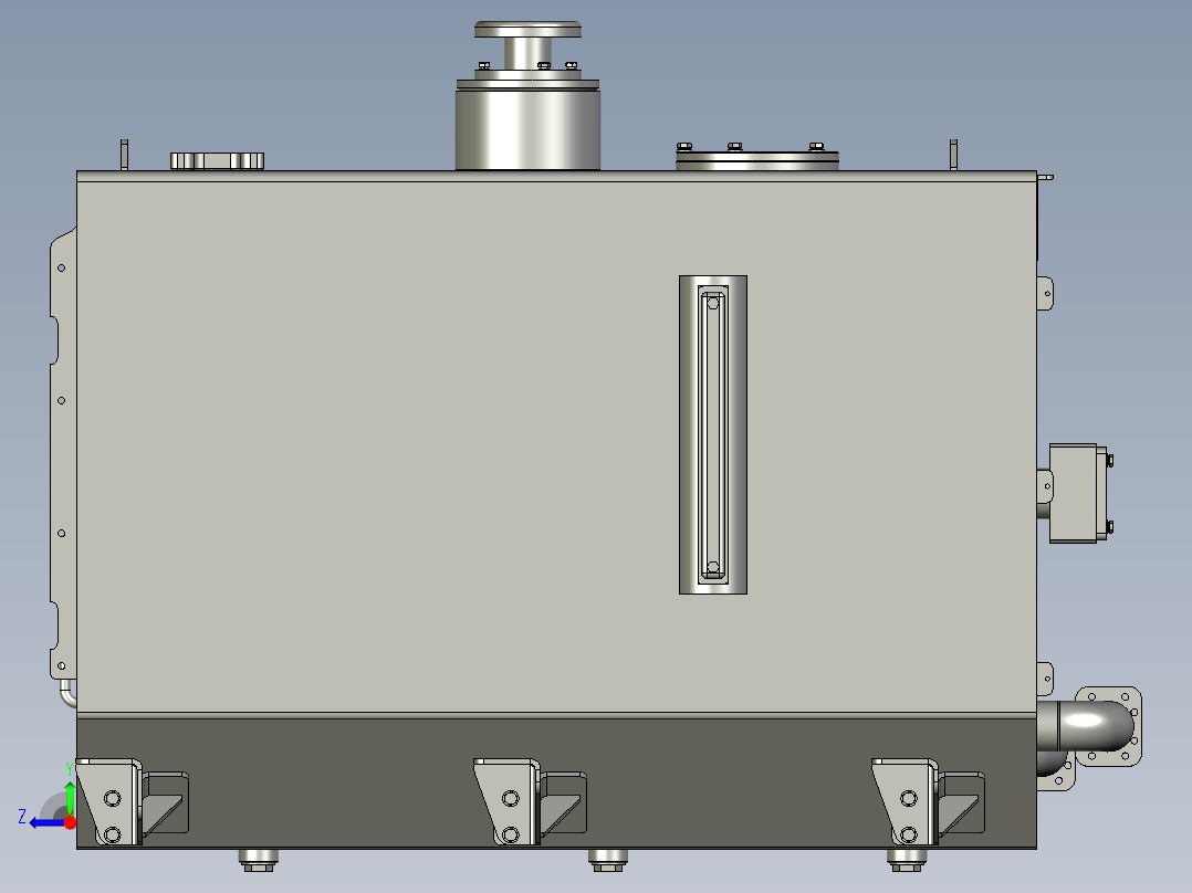 液压油箱动力单元油箱铁质方形右视图