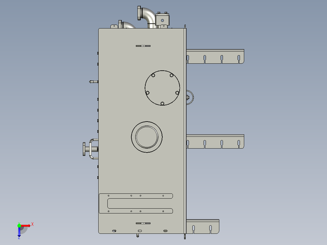 液压油箱动力单元油箱铁质方形俯视图
