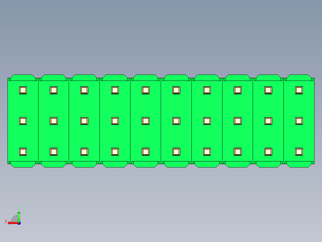 彩色公头100mil（2.54mm）系列-DS1021_green_3x10p_100mil_Type19_rev1.0后视图
