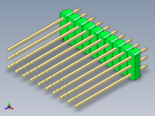 彩色公头100mil（2.54mm）系列-DS1021_green_3x10p_100mil_Type19_rev1.0正等轴测缩略图