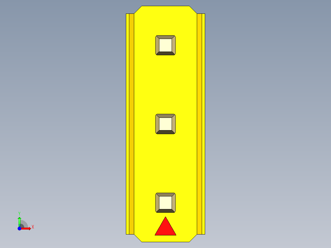 彩色公头100mil（2.54mm）系列-DS1021_yellow_3x01p_100mil_Type43_rev1.0前视图
