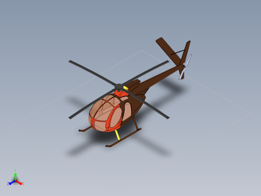 OH-6 MD 500直升机正等轴测缩略图