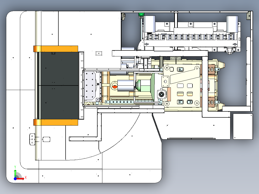 T型结构卧式四轴加工中心前视图