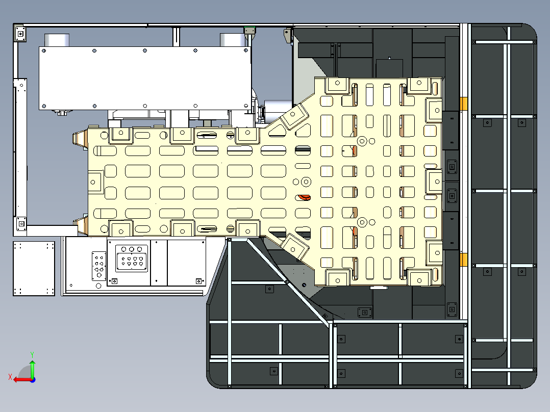 T型结构卧式四轴加工中心后视图