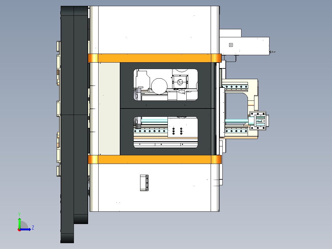 T型结构卧式四轴加工中心左视图