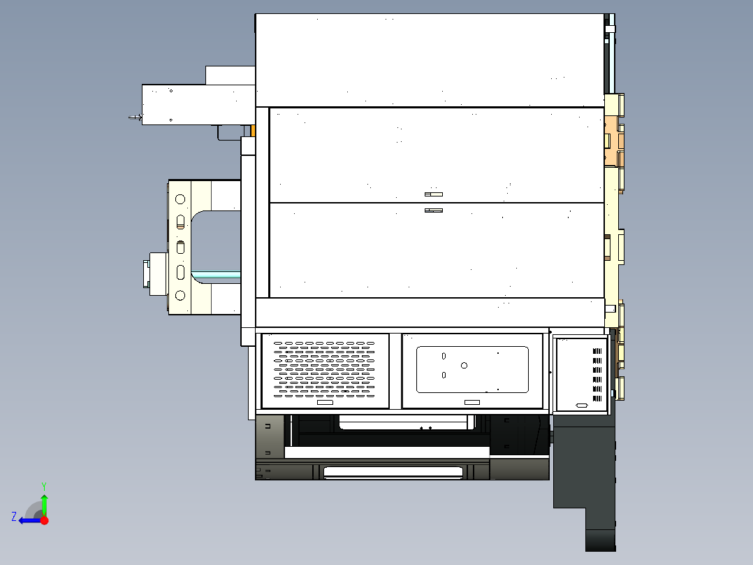 T型结构卧式四轴加工中心右视图