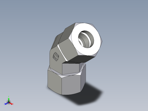 卡套式工业通用硬管接头EO_Swivel_nut_45_deg_elbow_EV16SCF正等轴测缩略图