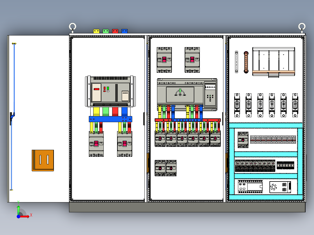 三柜组装万能断路器双电源刀开关风机plc控制柜 55371前视图