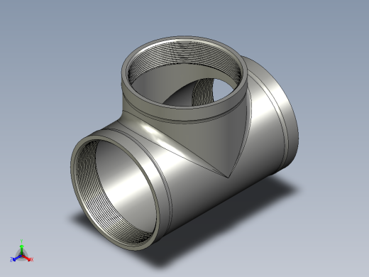 螺纹管三通-等径 DN100正等轴测缩略图