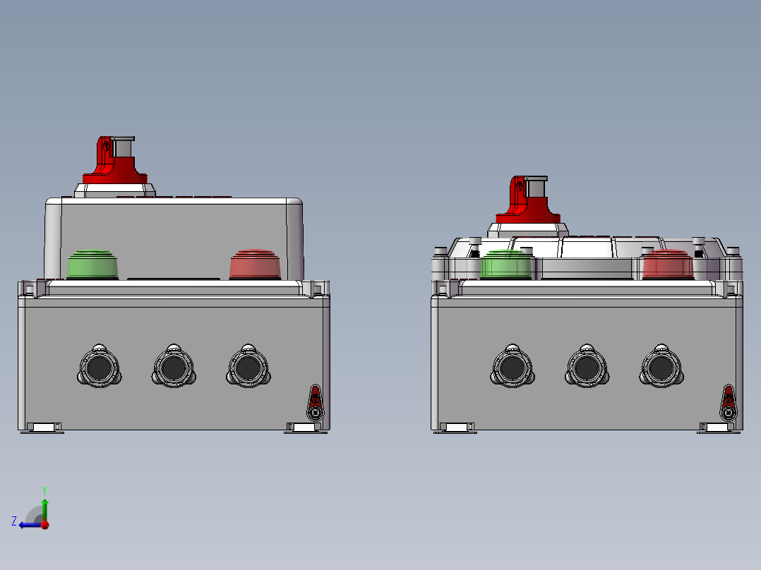 Exdb ebⅡB T4Gb和Exdb ebⅡC T6Gb两款常用防爆控制箱右视图