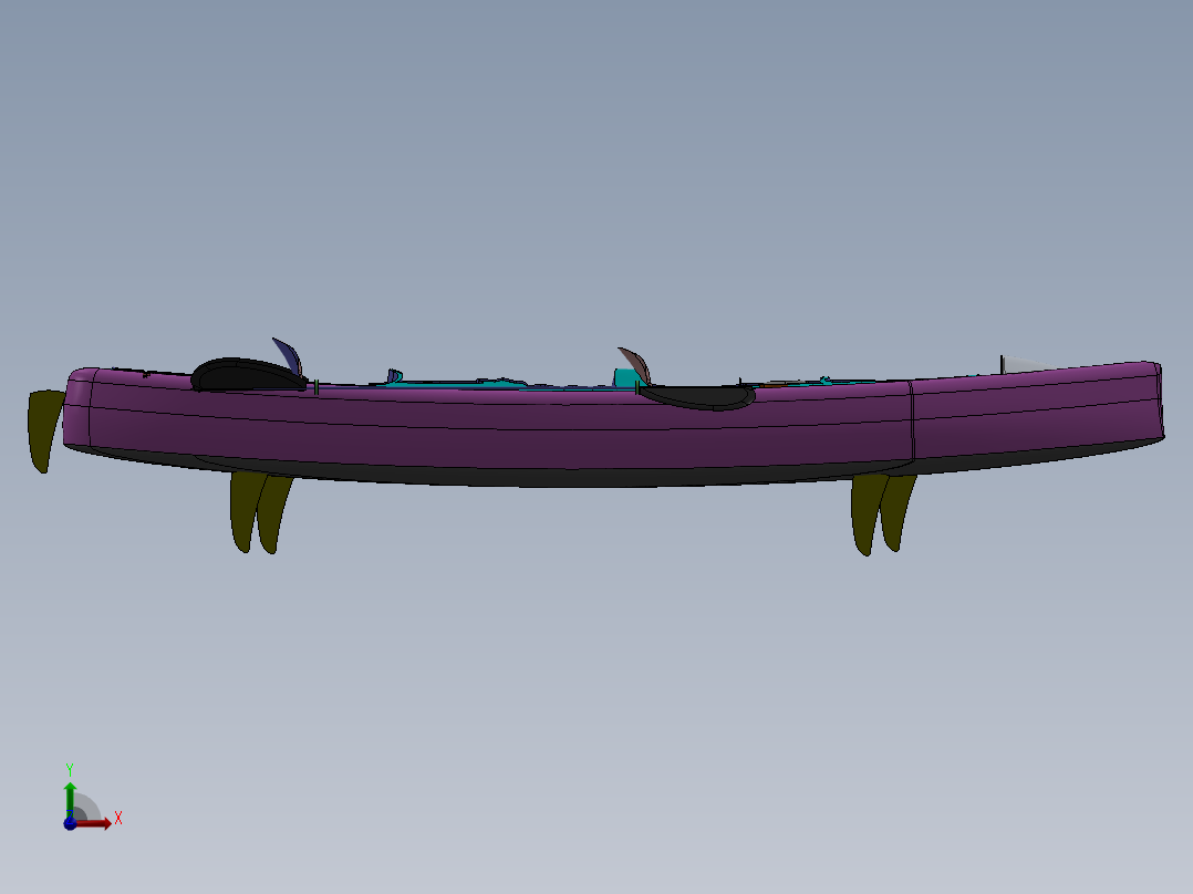 龙舟双人皮艇设计前视图