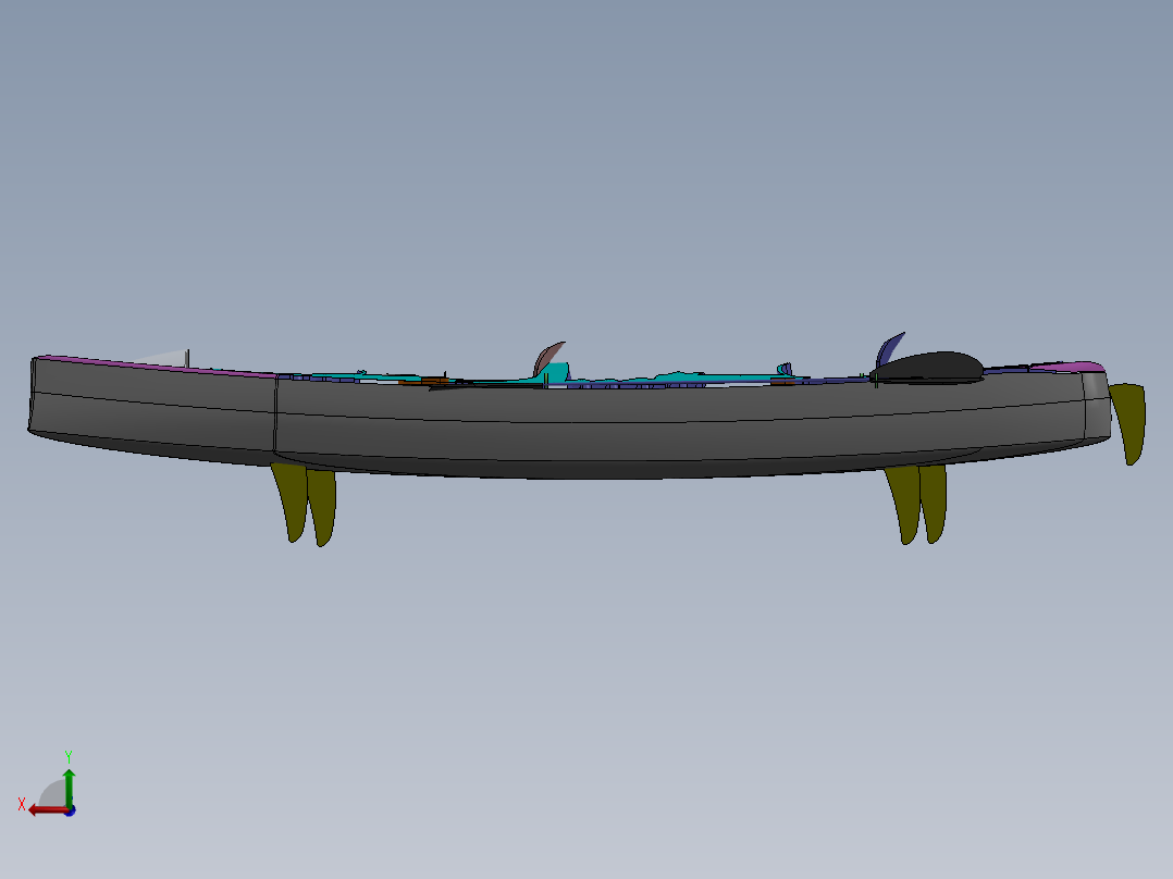 龙舟双人皮艇设计后视图
