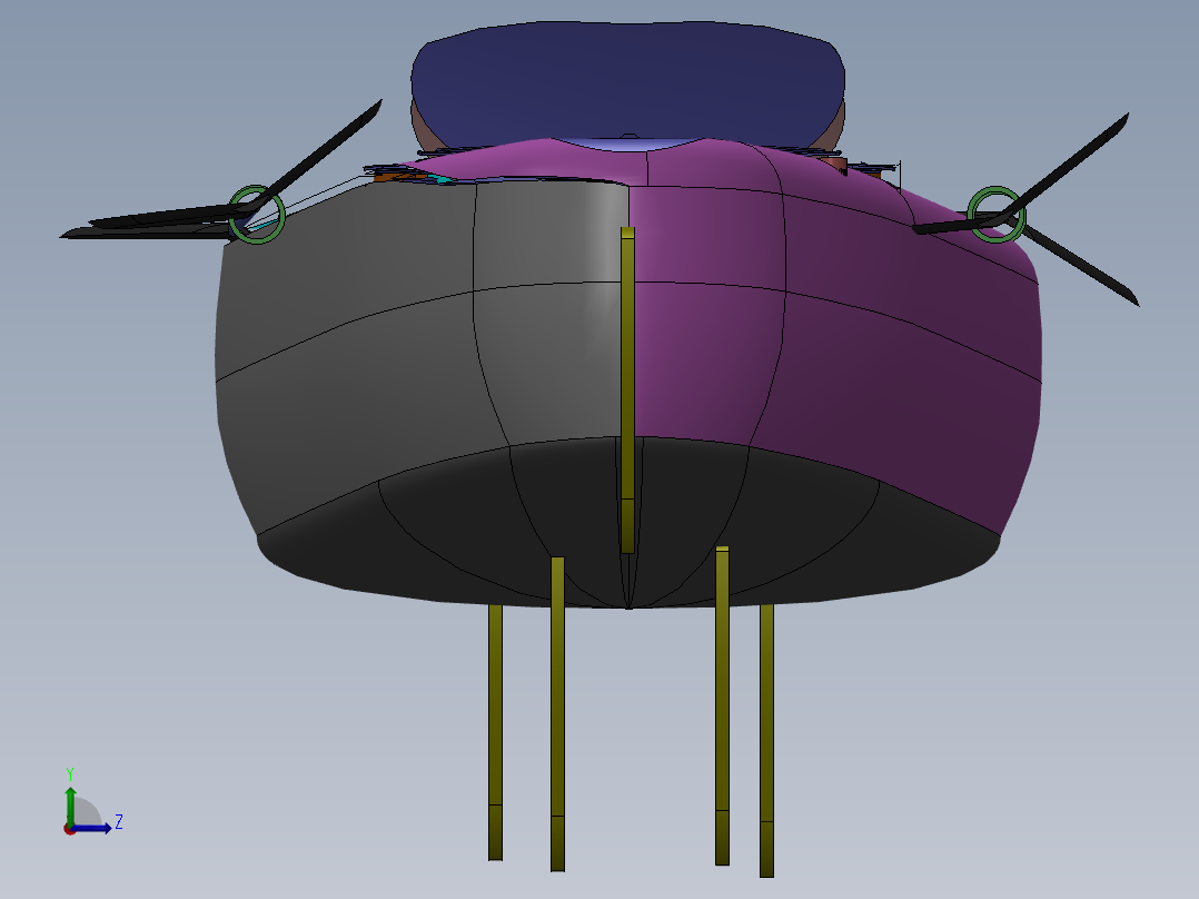 龙舟双人皮艇设计左视图