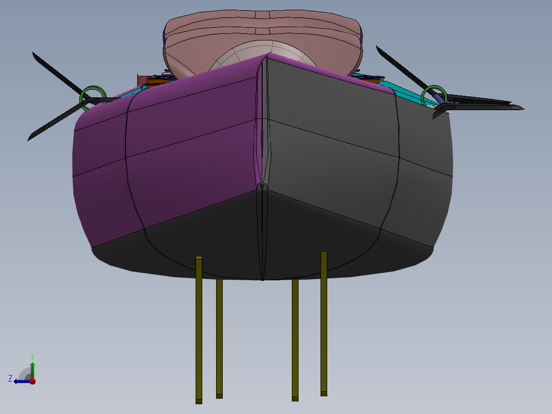 龙舟双人皮艇设计右视图