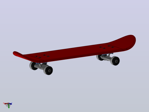 带轮子的滑板3D型号