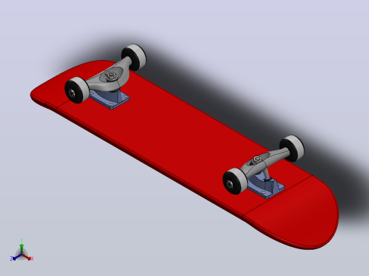 带轮子的滑板3D型号正等轴测缩略图