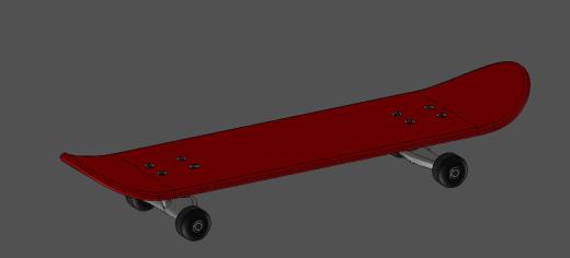 带轮子的滑板3D型号缩略图
