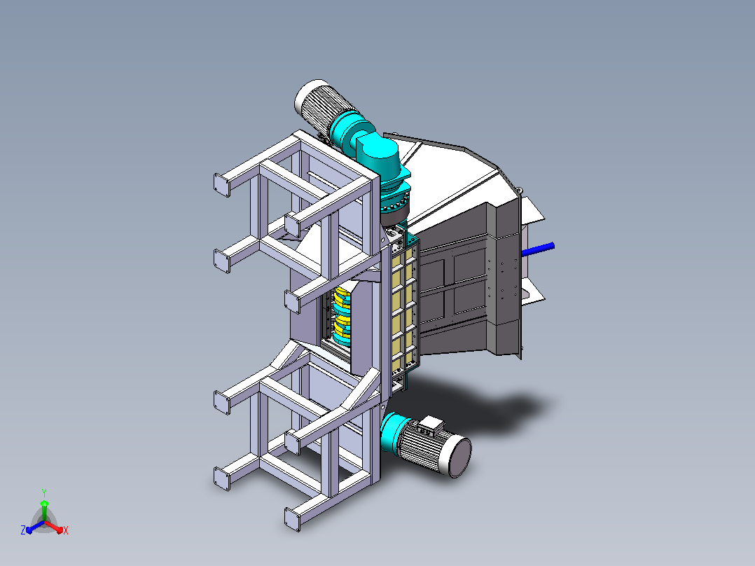 双轴滚式破碎机正等轴测图