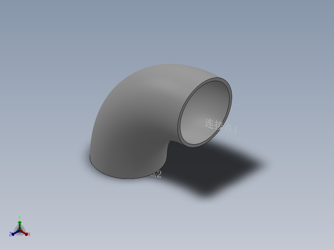 90°弯头 长半径DN15-800正等轴测图
