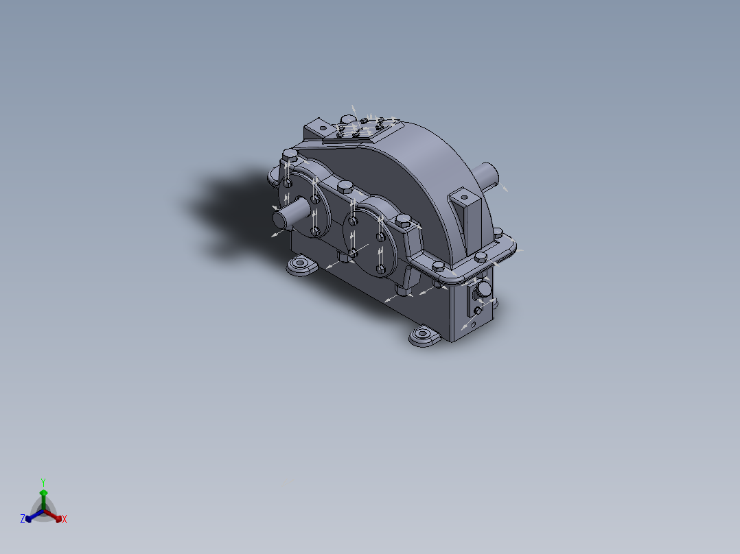 二级减速机正等轴测图