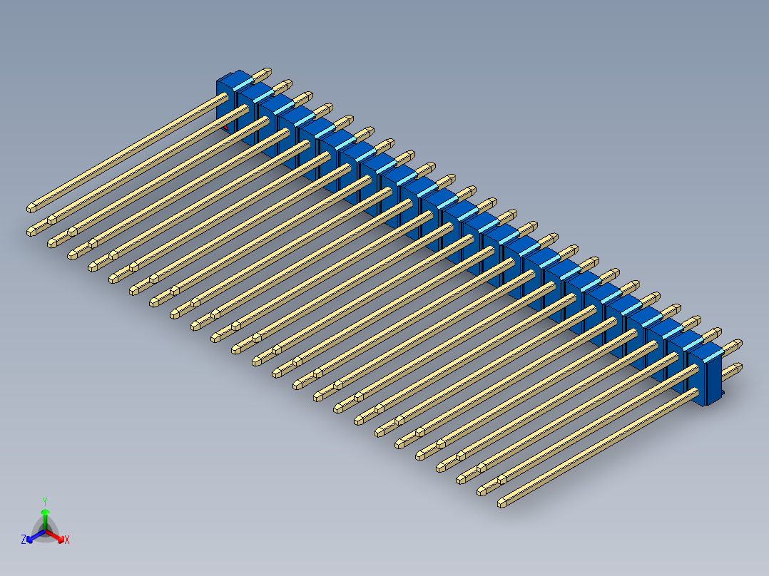 彩色公头100mil（2.54mm）系列-DS1021_blue_2x24p_100mil_Type43_rev1.0正等轴测图