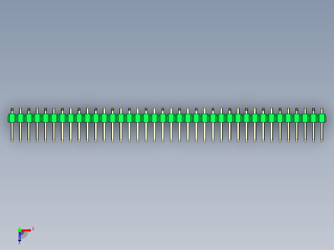 彩色公排针 100mil 2.54mm 系列-DS1022_green_38p_100mil_Type_SMT_R1_rev1.0俯视图