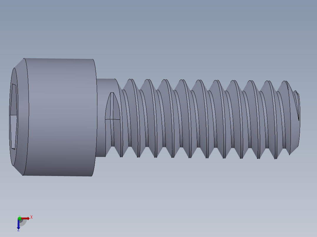 粗螺纹 SHCS 螺钉-SHCS 10-24.x0.5.SLDPRT主视图
