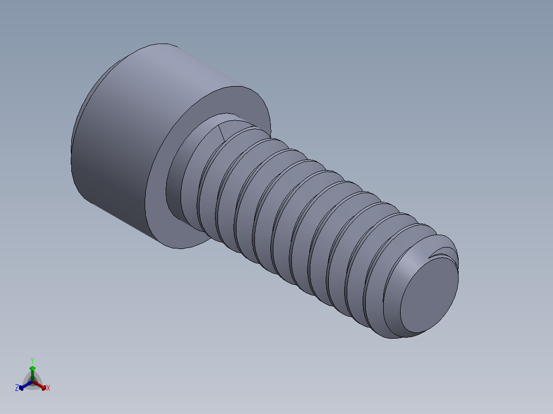 粗螺纹 SHCS 螺钉-SHCS 10-24.x0.5.SLDPRT正等轴测图