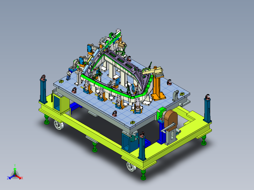 汽车左右后窗总成检具设计3D模型